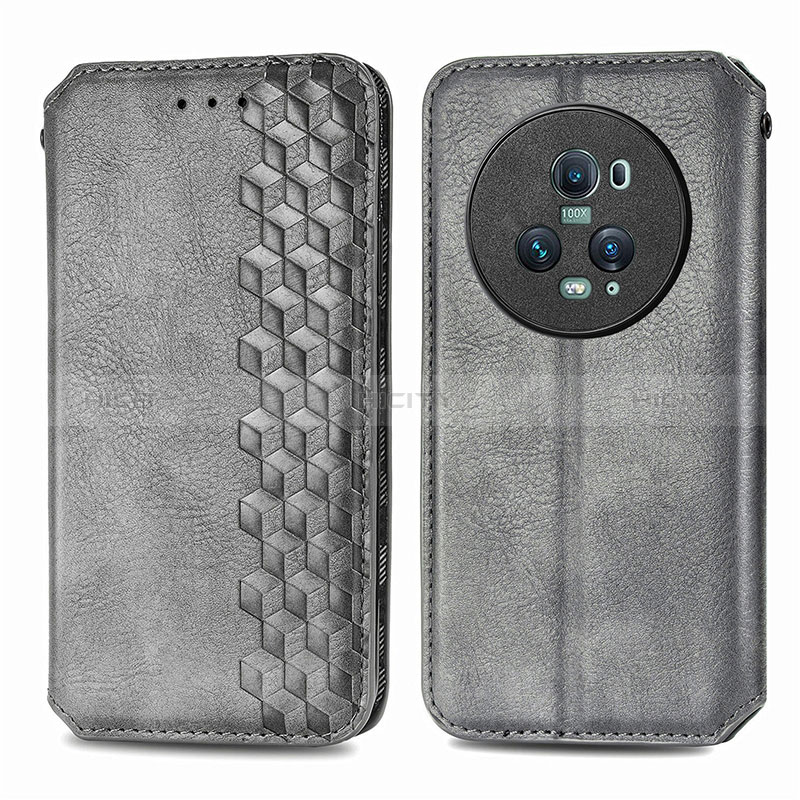 Custodia Portafoglio In Pelle Cover con Supporto S01D per Huawei Honor Magic5 Pro 5G Grigio