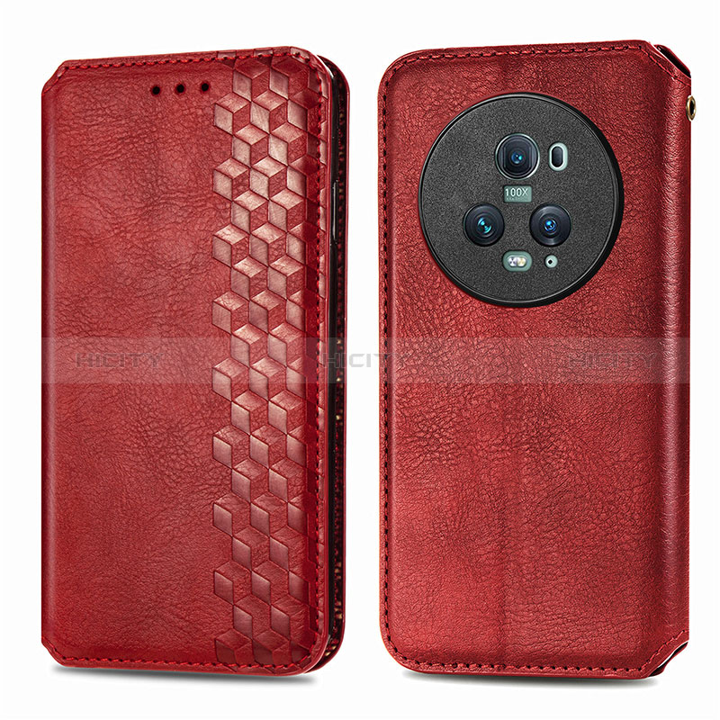 Custodia Portafoglio In Pelle Cover con Supporto S01D per Huawei Honor Magic5 Pro 5G Rosso