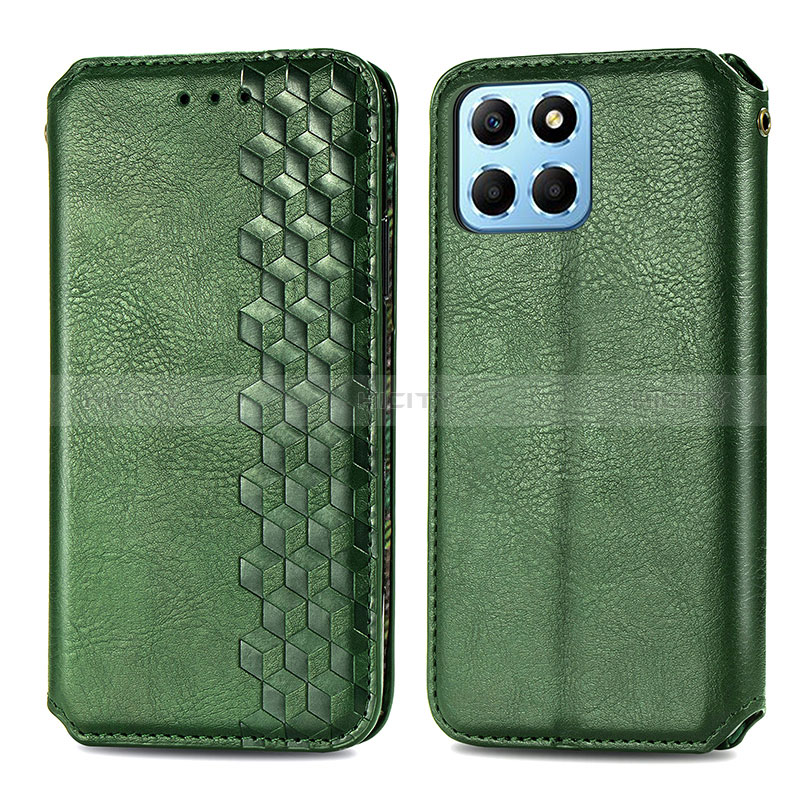 Custodia Portafoglio In Pelle Cover con Supporto S01D per Huawei Honor X6 5G Verde