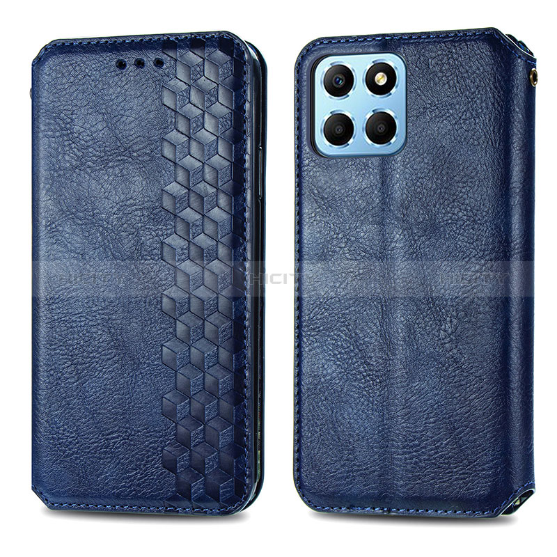 Custodia Portafoglio In Pelle Cover con Supporto S01D per Huawei Honor X6 Blu