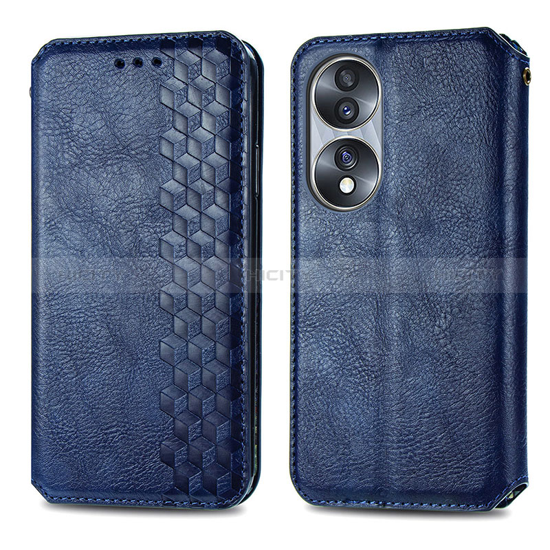 Custodia Portafoglio In Pelle Cover con Supporto S01D per Huawei Honor X7b Blu