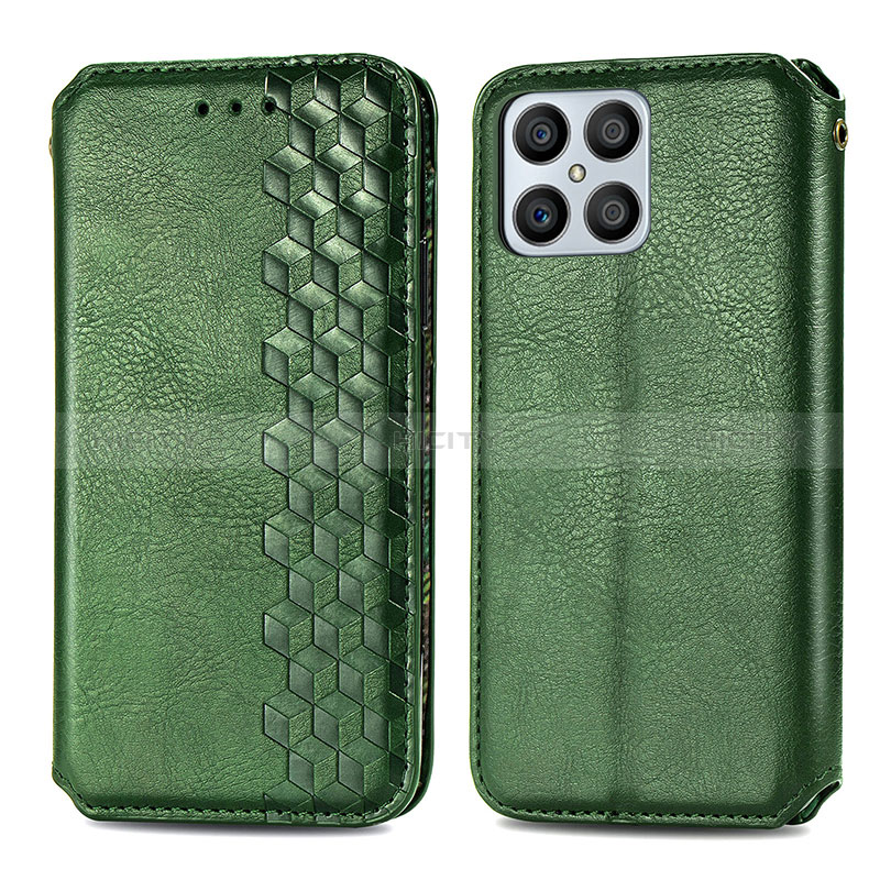 Custodia Portafoglio In Pelle Cover con Supporto S01D per Huawei Honor X8 4G Verde