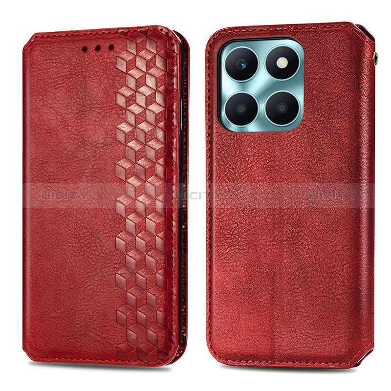 Custodia Portafoglio In Pelle Cover con Supporto S01D per Huawei Honor X8b Rosso