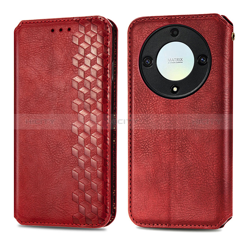 Custodia Portafoglio In Pelle Cover con Supporto S01D per Huawei Honor X9a 5G Rosso