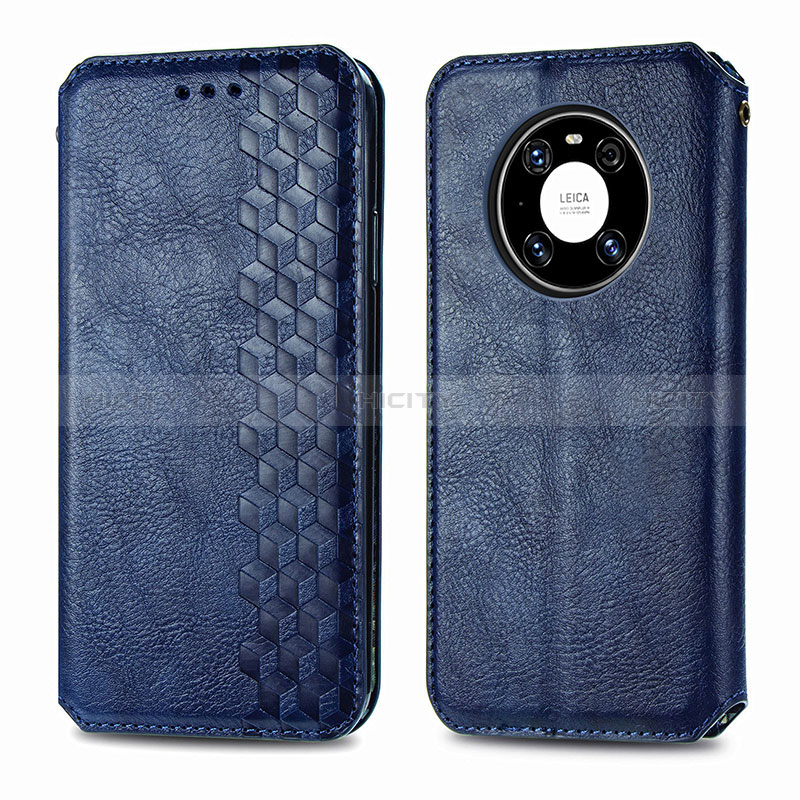 Custodia Portafoglio In Pelle Cover con Supporto S01D per Huawei Mate 40 Blu