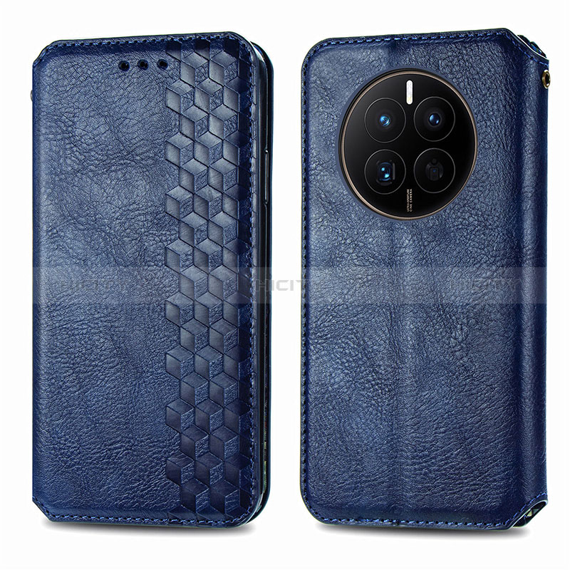 Custodia Portafoglio In Pelle Cover con Supporto S01D per Huawei Mate 50 Blu