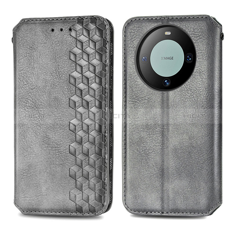 Custodia Portafoglio In Pelle Cover con Supporto S01D per Huawei Mate 60 Grigio