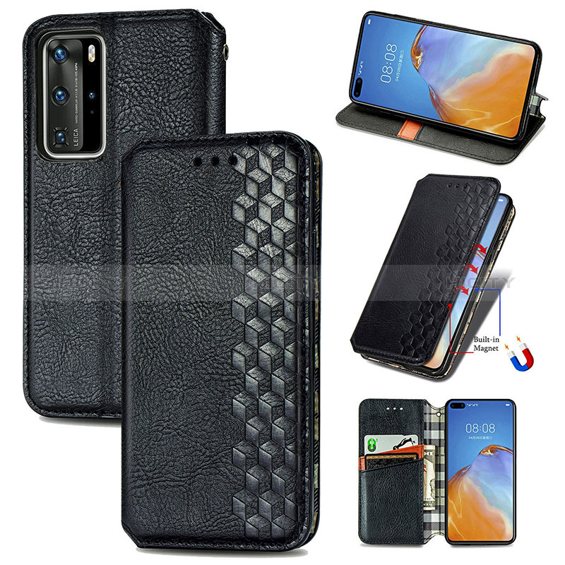 Custodia Portafoglio In Pelle Cover con Supporto S01D per Huawei P40 Pro