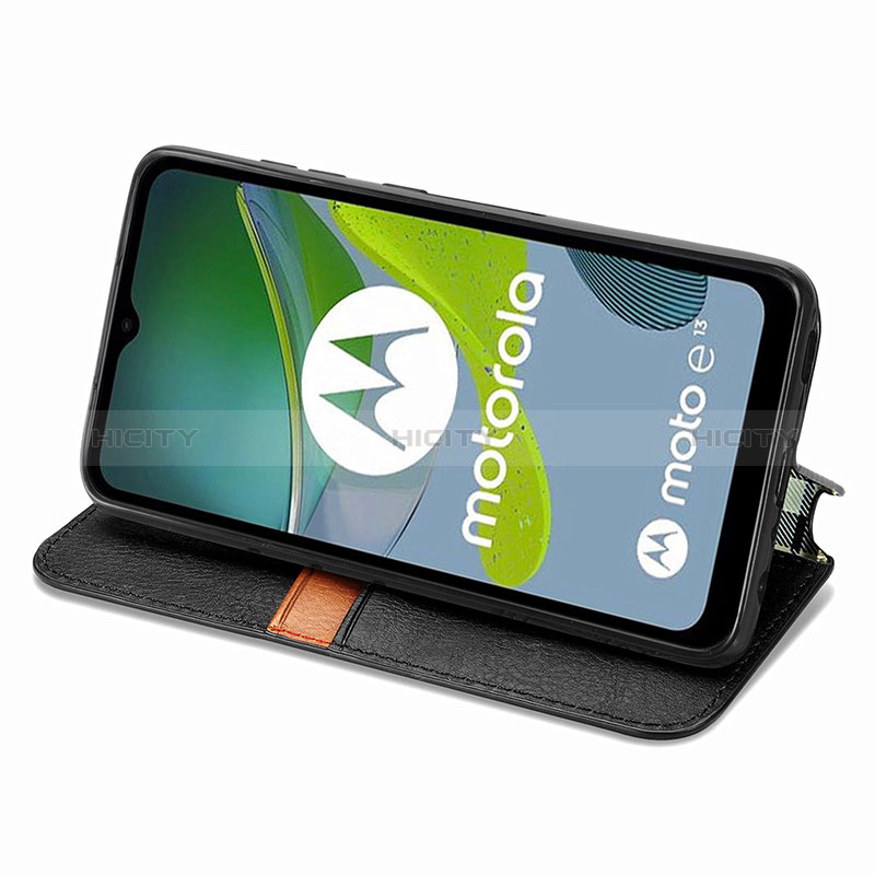 Custodia Portafoglio In Pelle Cover con Supporto S01D per Motorola Moto E13