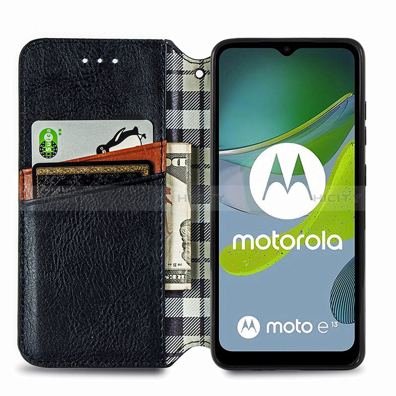 Custodia Portafoglio In Pelle Cover con Supporto S01D per Motorola Moto E13