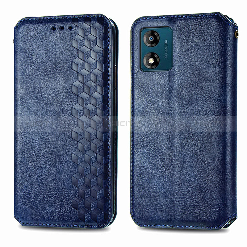 Custodia Portafoglio In Pelle Cover con Supporto S01D per Motorola Moto E13 Blu