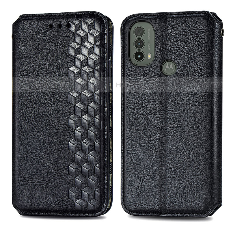 Custodia Portafoglio In Pelle Cover con Supporto S01D per Motorola Moto E30 Nero