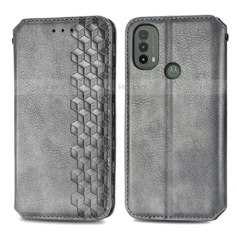 Custodia Portafoglio In Pelle Cover con Supporto S01D per Motorola Moto E40 Grigio