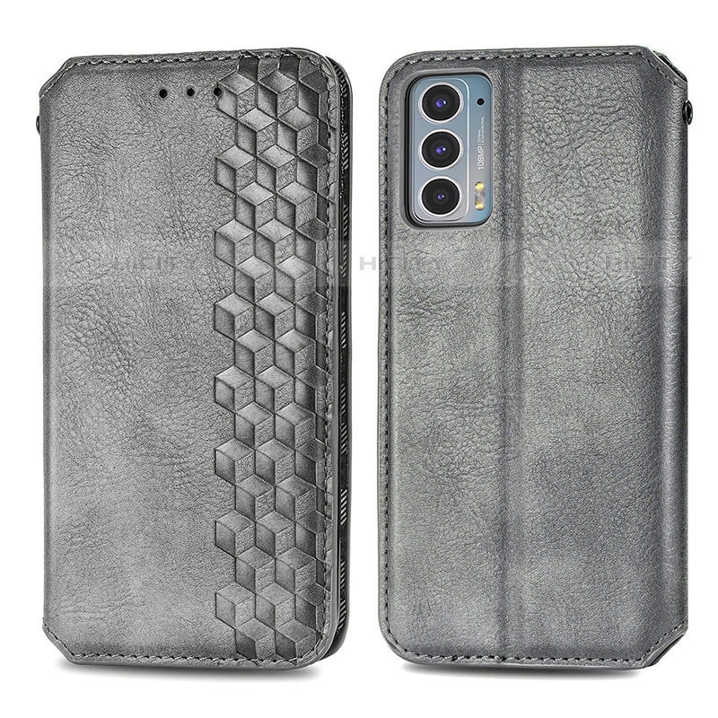 Custodia Portafoglio In Pelle Cover con Supporto S01D per Motorola Moto Edge 20 5G Grigio