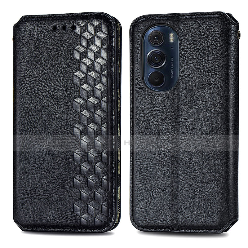 Custodia Portafoglio In Pelle Cover con Supporto S01D per Motorola Moto Edge 30 Pro 5G Nero