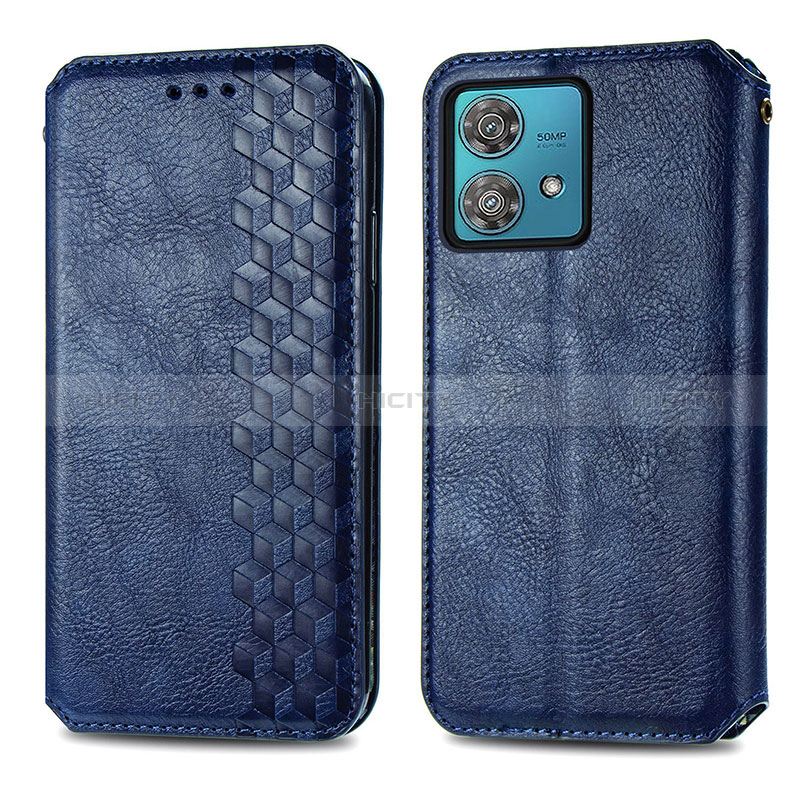 Custodia Portafoglio In Pelle Cover con Supporto S01D per Motorola Moto Edge 40 Neo 5G Blu