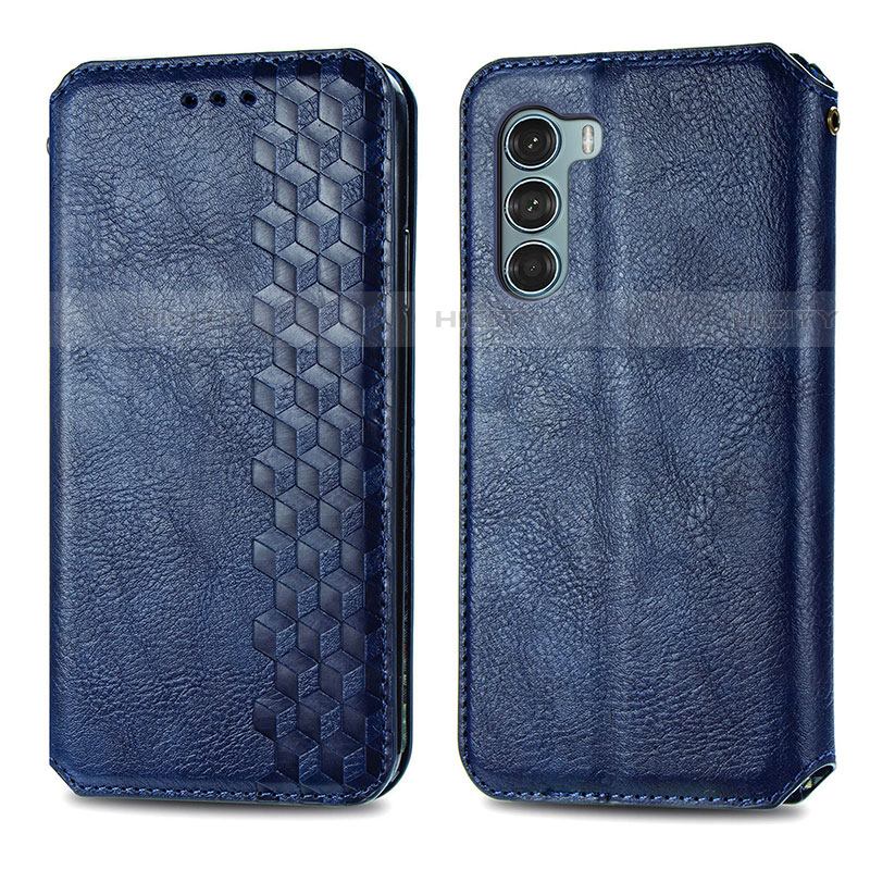 Custodia Portafoglio In Pelle Cover con Supporto S01D per Motorola Moto Edge S30 5G Blu