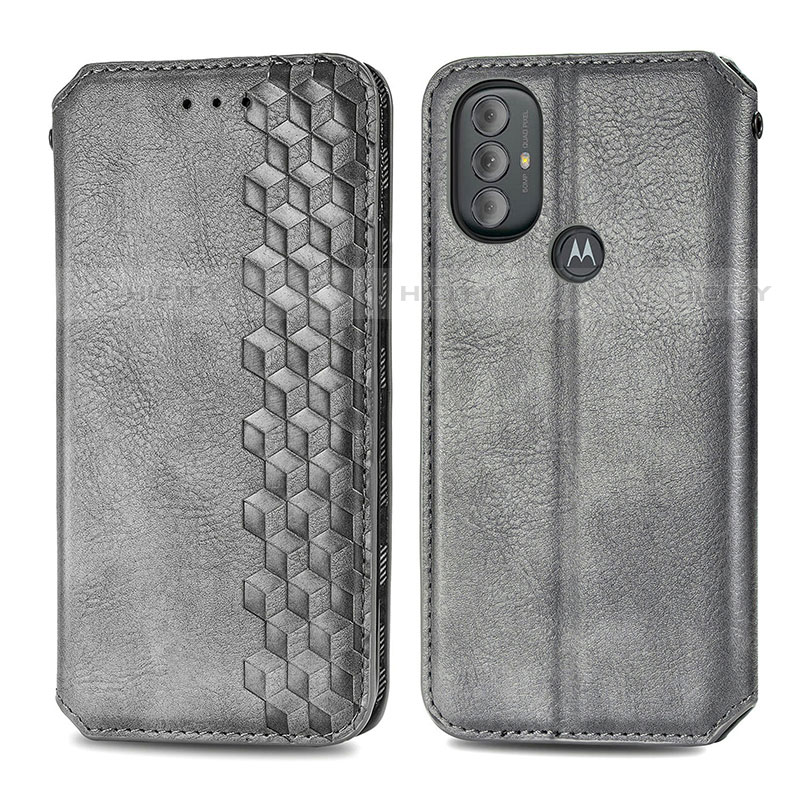 Custodia Portafoglio In Pelle Cover con Supporto S01D per Motorola Moto G Play (2023) Grigio