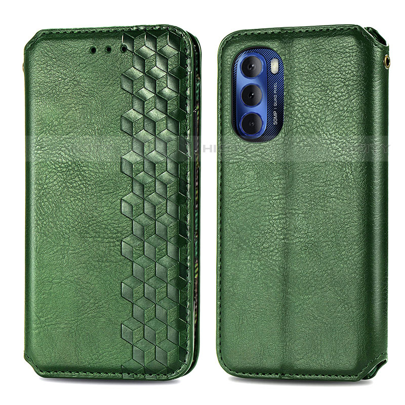 Custodia Portafoglio In Pelle Cover con Supporto S01D per Motorola Moto G Stylus (2022) 4G Verde