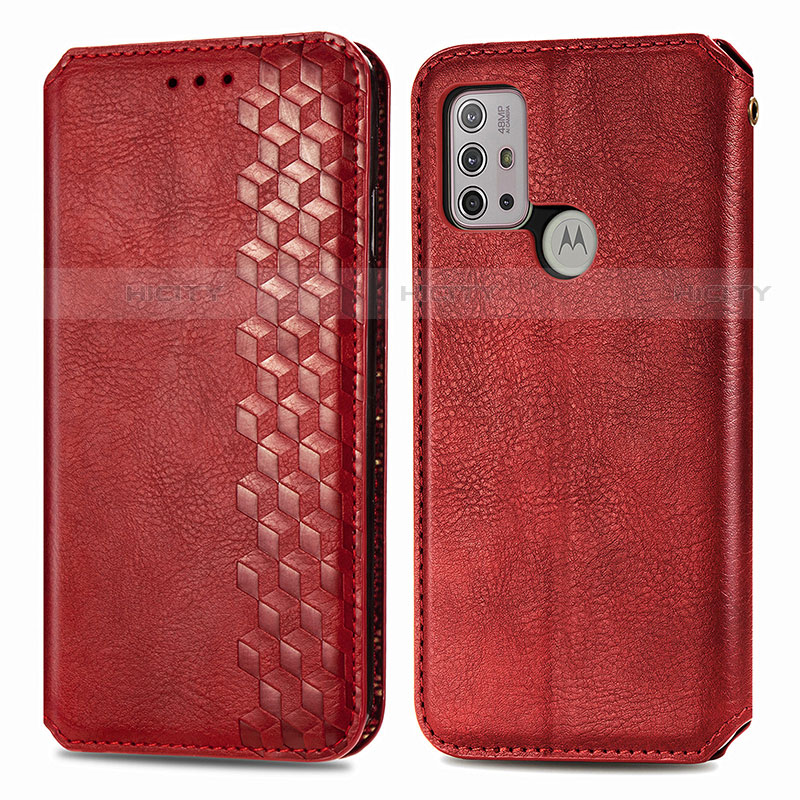 Custodia Portafoglio In Pelle Cover con Supporto S01D per Motorola Moto G10 Rosso