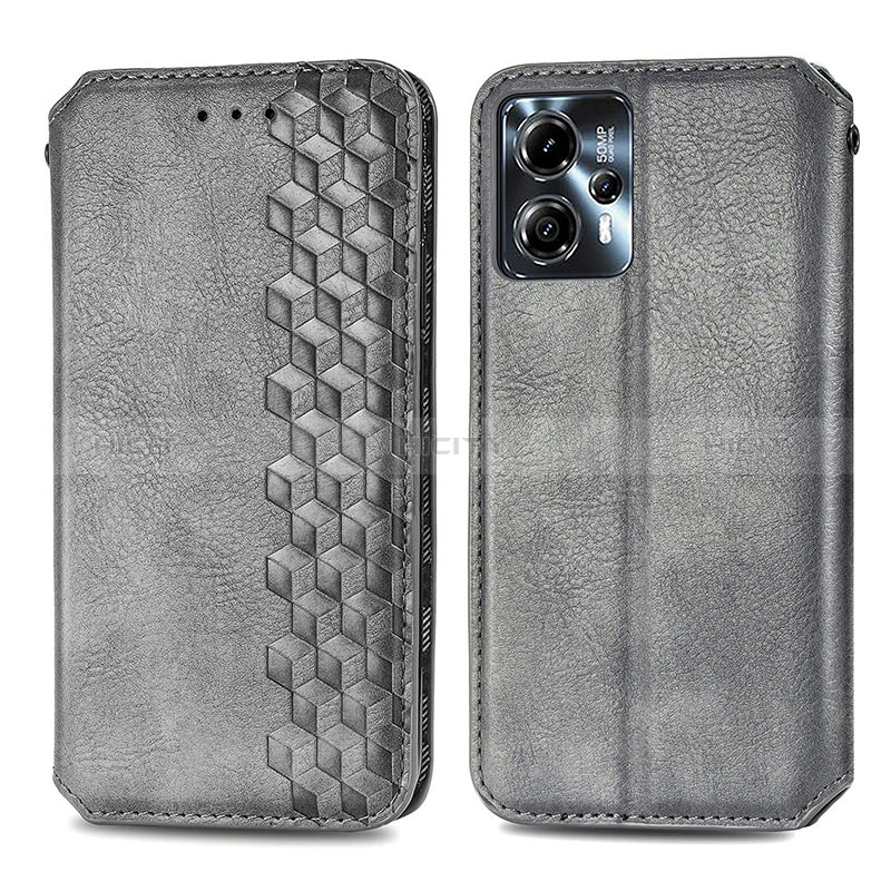 Custodia Portafoglio In Pelle Cover con Supporto S01D per Motorola Moto G13 Grigio