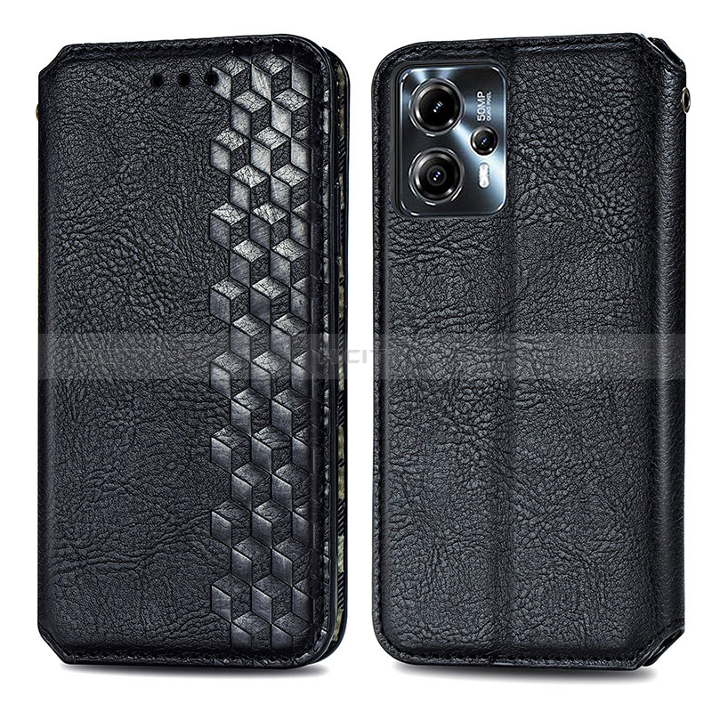 Custodia Portafoglio In Pelle Cover con Supporto S01D per Motorola Moto G13 Nero