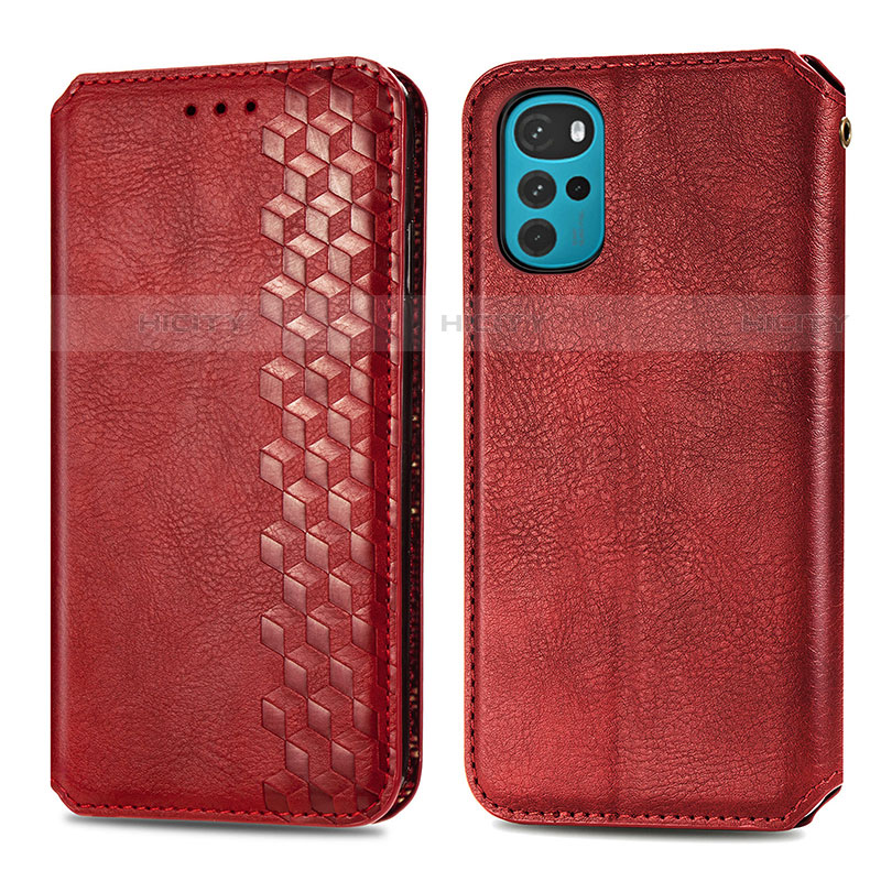 Custodia Portafoglio In Pelle Cover con Supporto S01D per Motorola Moto G22 Rosso