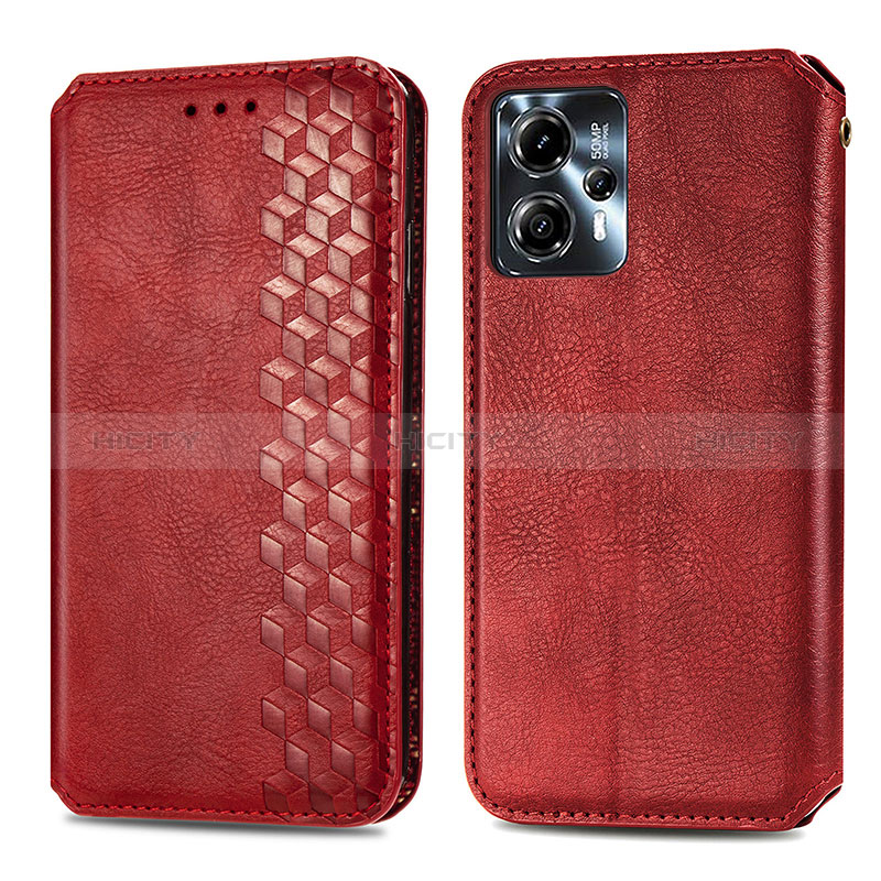 Custodia Portafoglio In Pelle Cover con Supporto S01D per Motorola Moto G23 Rosso