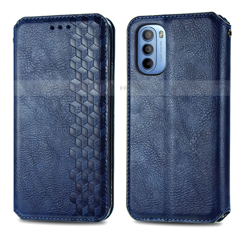 Custodia Portafoglio In Pelle Cover con Supporto S01D per Motorola Moto G31 Blu