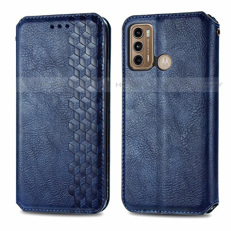 Custodia Portafoglio In Pelle Cover con Supporto S01D per Motorola Moto G40 Fusion Blu