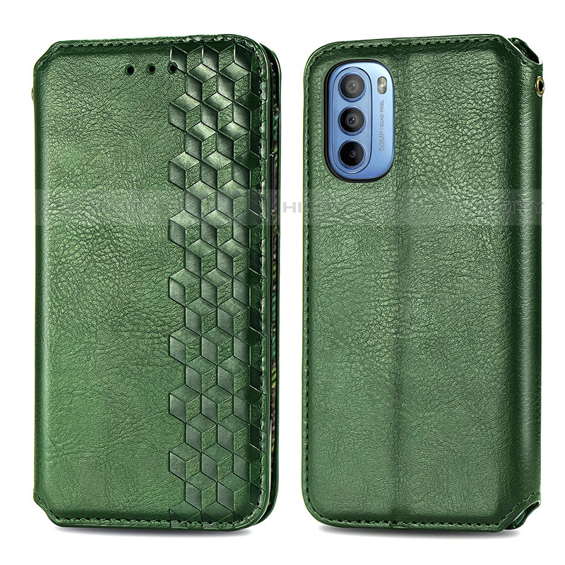 Custodia Portafoglio In Pelle Cover con Supporto S01D per Motorola Moto G41 Verde