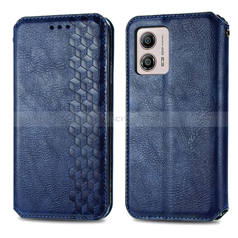 Custodia Portafoglio In Pelle Cover con Supporto S01D per Motorola Moto G53 5G Blu