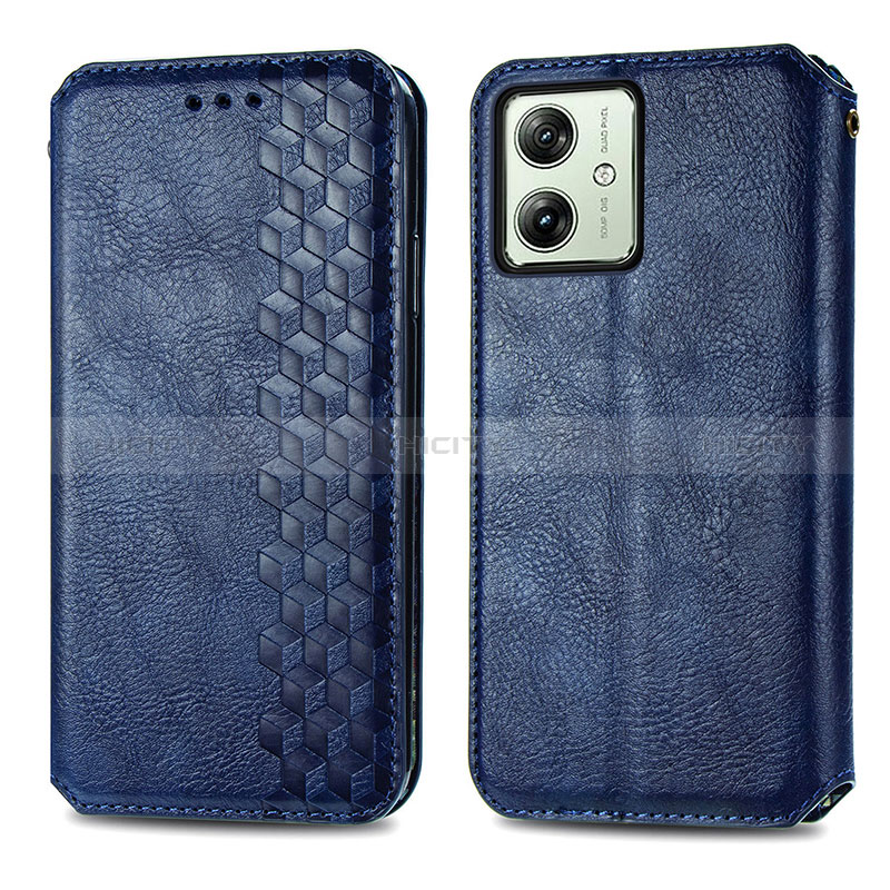 Custodia Portafoglio In Pelle Cover con Supporto S01D per Motorola Moto G54 5G Blu