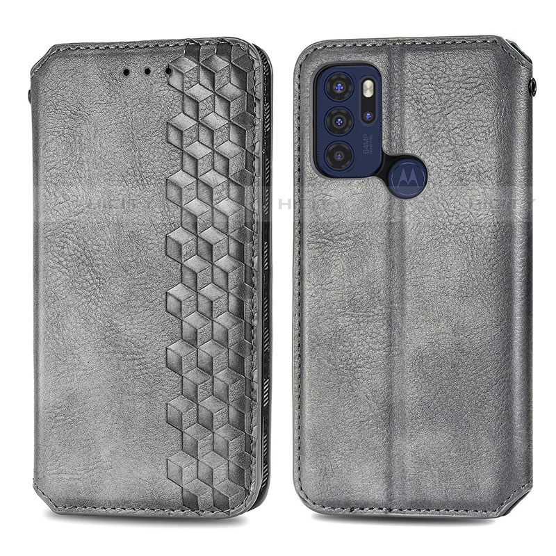 Custodia Portafoglio In Pelle Cover con Supporto S01D per Motorola Moto G60s Grigio