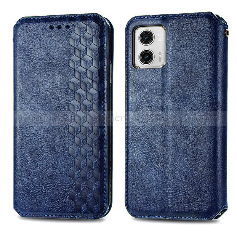 Custodia Portafoglio In Pelle Cover con Supporto S01D per Motorola Moto G73 5G Blu