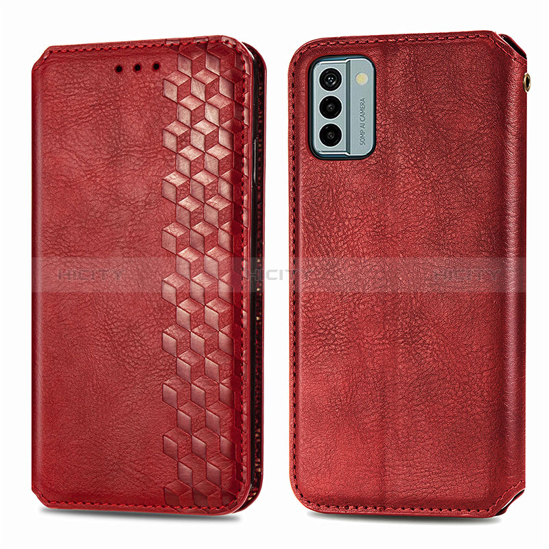 Custodia Portafoglio In Pelle Cover con Supporto S01D per Nokia G22 Rosso