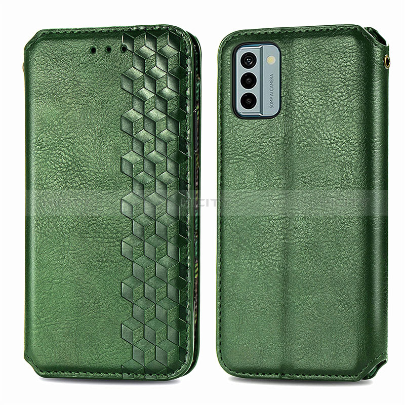 Custodia Portafoglio In Pelle Cover con Supporto S01D per Nokia G22 Verde