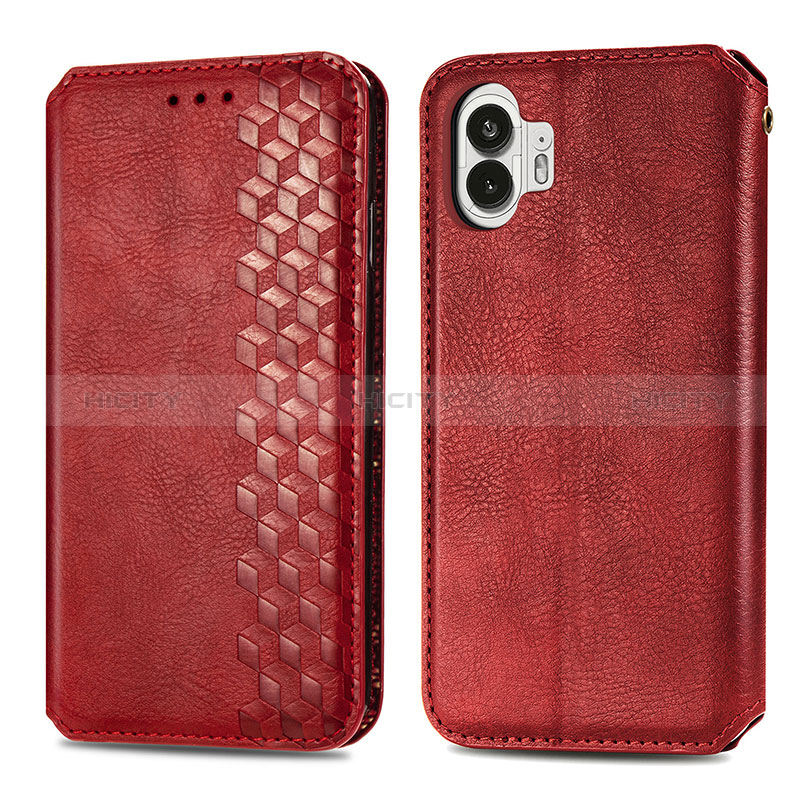 Custodia Portafoglio In Pelle Cover con Supporto S01D per Nothing Phone 2 Rosso