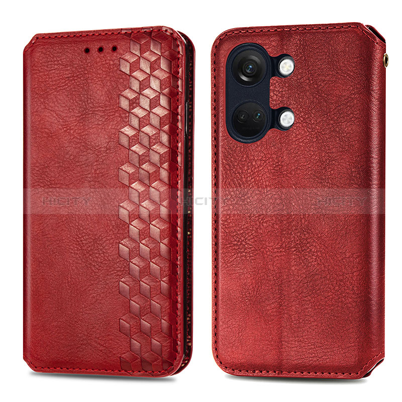 Custodia Portafoglio In Pelle Cover con Supporto S01D per OnePlus Nord 3 5G Rosso