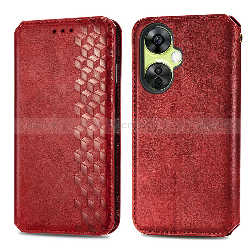 Custodia Portafoglio In Pelle Cover con Supporto S01D per OnePlus Nord CE 3 5G Rosso