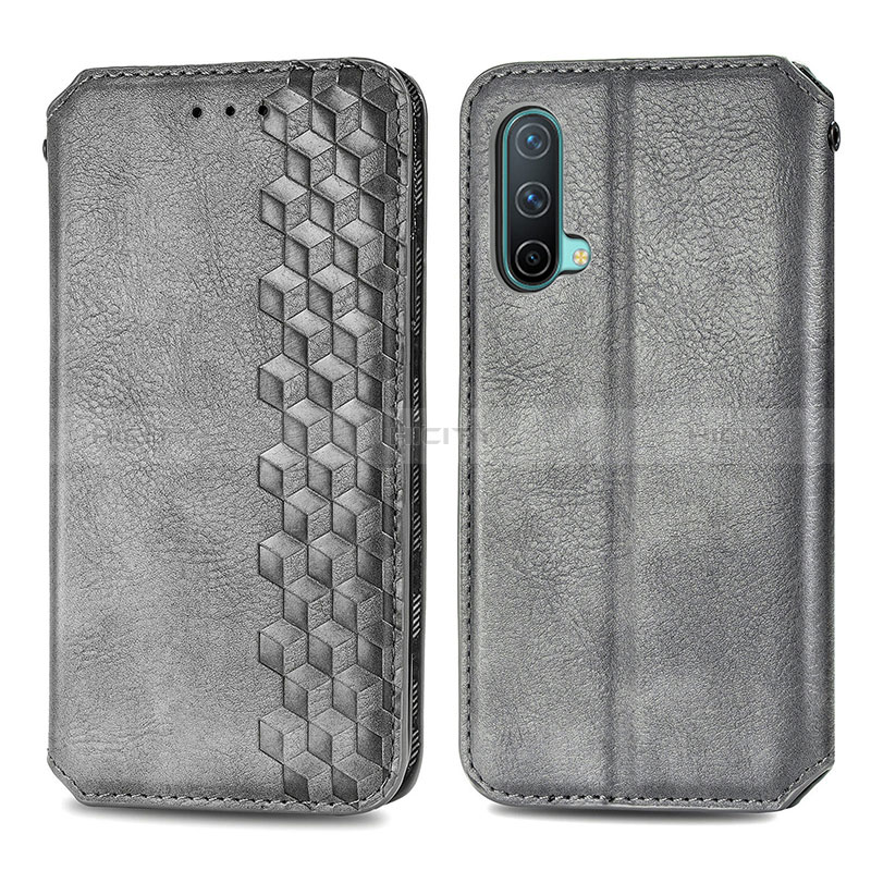 Custodia Portafoglio In Pelle Cover con Supporto S01D per OnePlus Nord CE 5G Grigio