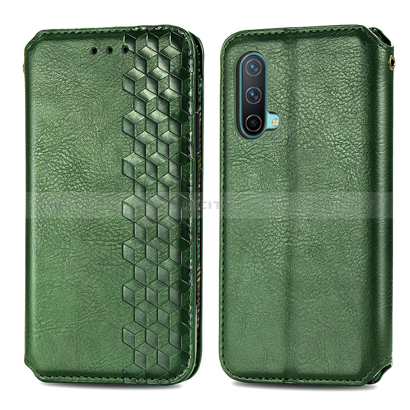 Custodia Portafoglio In Pelle Cover con Supporto S01D per OnePlus Nord CE 5G Verde