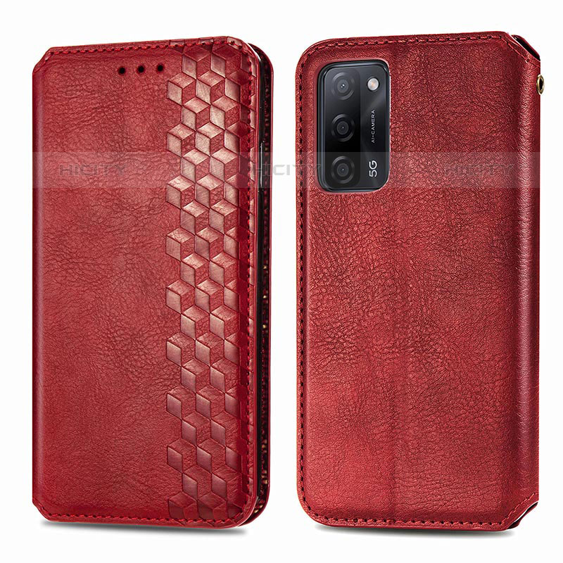 Custodia Portafoglio In Pelle Cover con Supporto S01D per Oppo A53s 5G Rosso