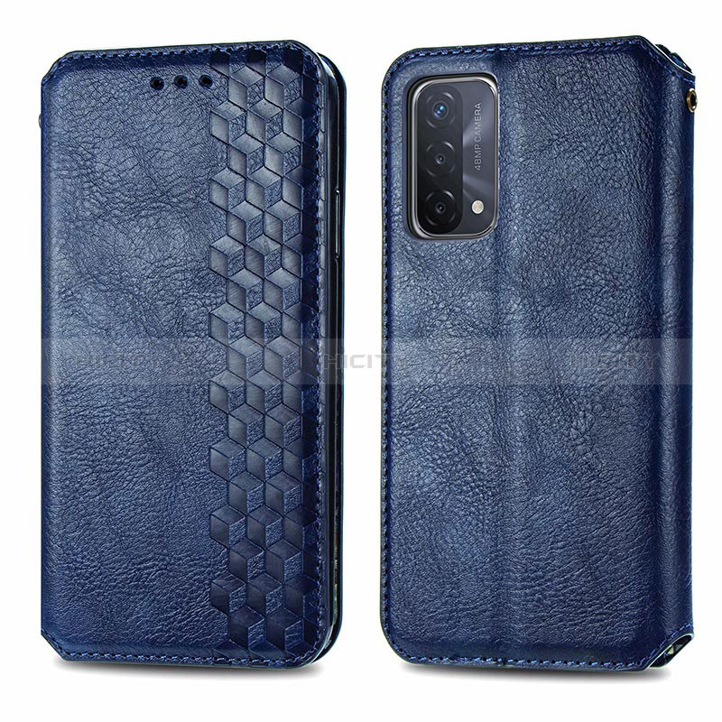 Custodia Portafoglio In Pelle Cover con Supporto S01D per Oppo A54 5G Blu