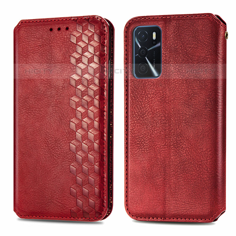 Custodia Portafoglio In Pelle Cover con Supporto S01D per Oppo A54s Rosso