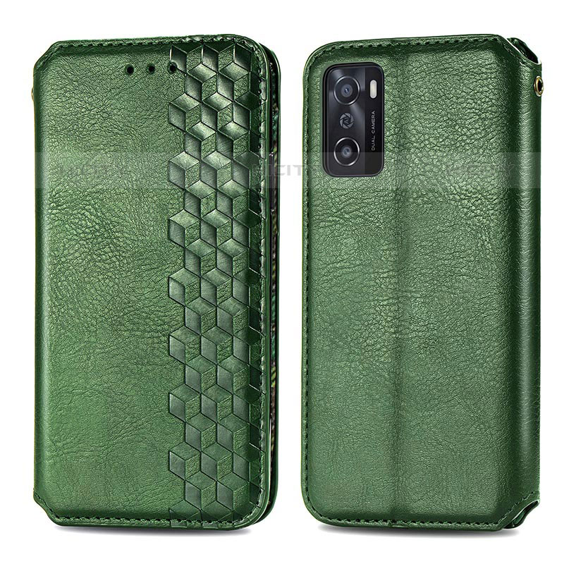 Custodia Portafoglio In Pelle Cover con Supporto S01D per Oppo A55S 5G Verde