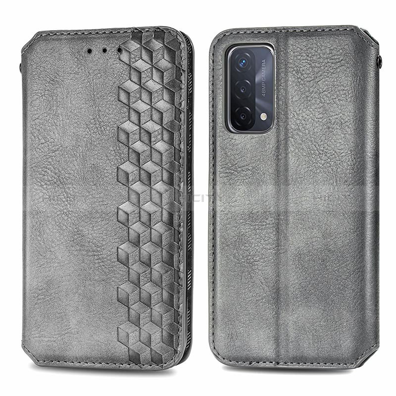 Custodia Portafoglio In Pelle Cover con Supporto S01D per Oppo A74 5G Grigio