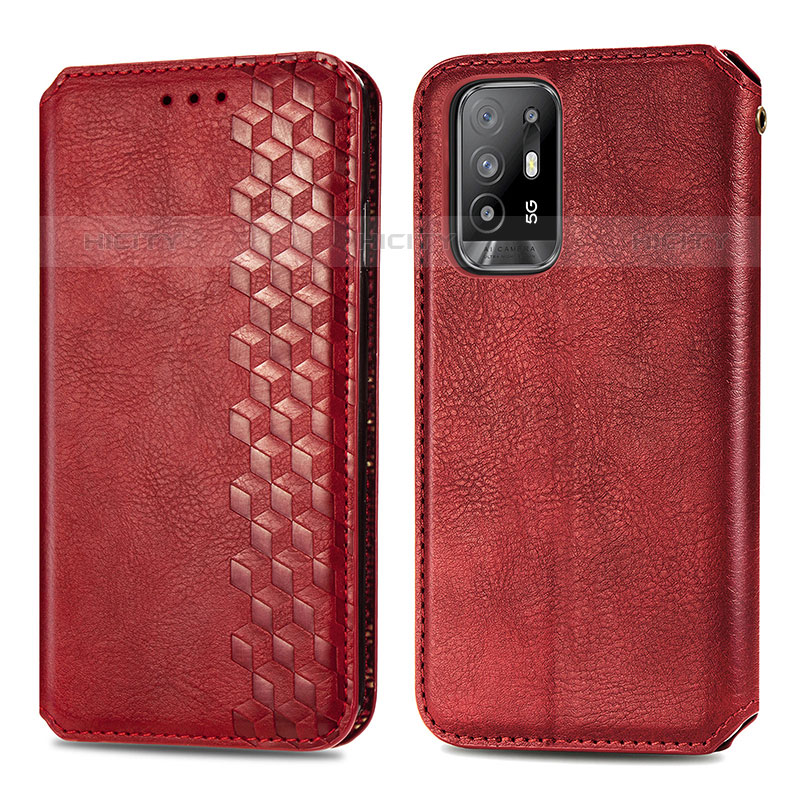 Custodia Portafoglio In Pelle Cover con Supporto S01D per Oppo A94 5G Rosso