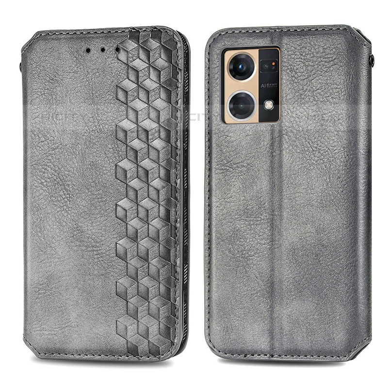 Custodia Portafoglio In Pelle Cover con Supporto S01D per Oppo F21 Pro 4G Grigio