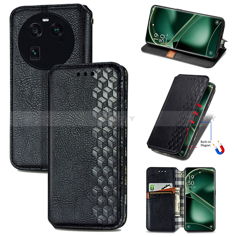 Custodia Portafoglio In Pelle Cover con Supporto S01D per Oppo Find X6 Pro 5G